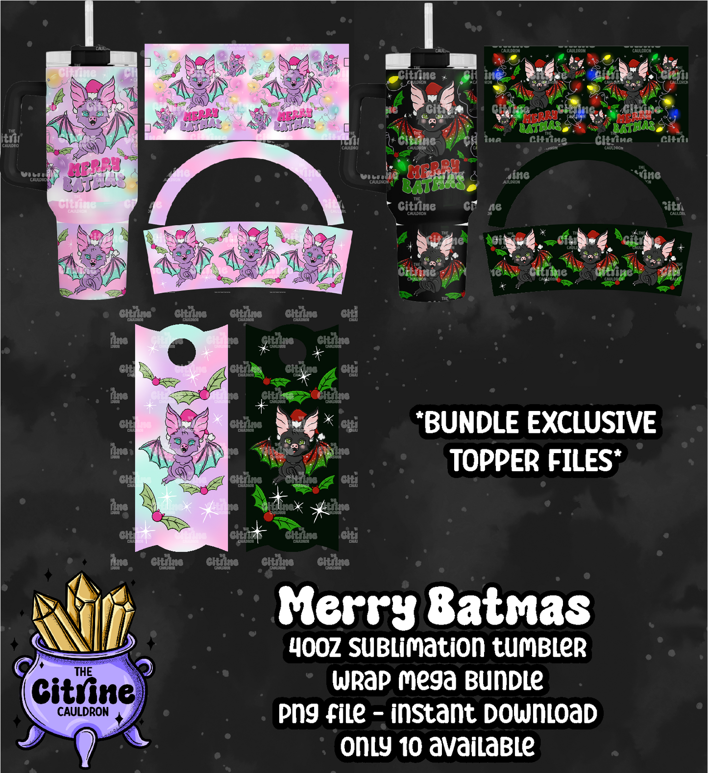 Merry Batmas - PNG Wrap for Sublimation 40oz Tumbler