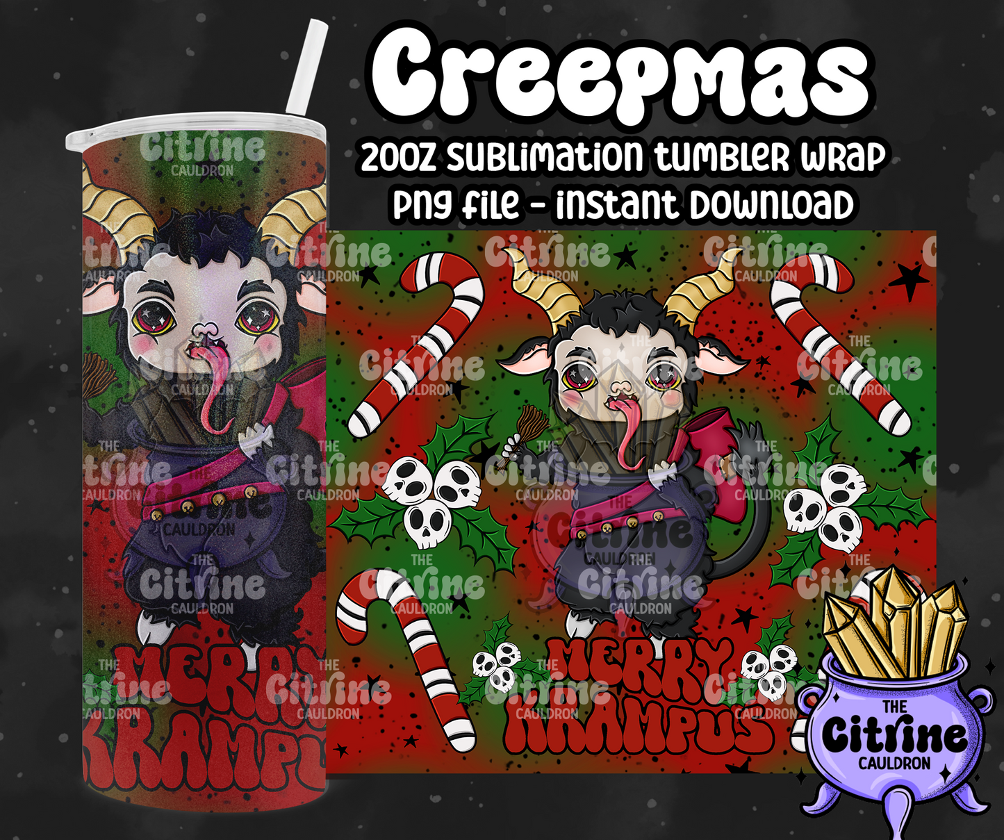 Merry Krampus - PNG Wrap for Sublimation 20oz Tumbler