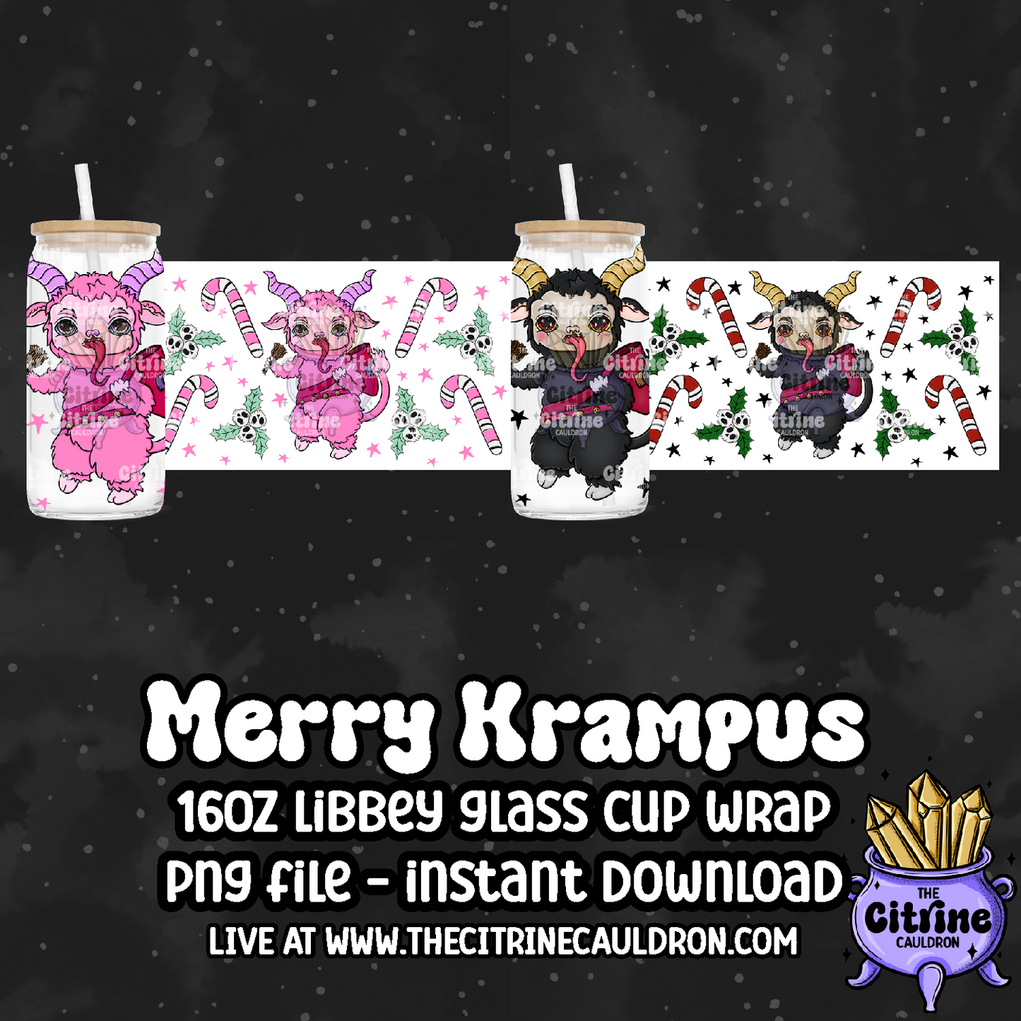 Merry Krampus - PNG Wrap for Libbey 16oz Glass Can
