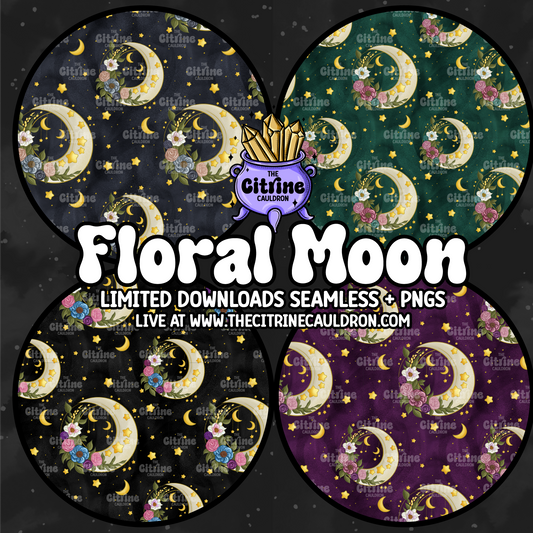 Floral Moons - Seamless