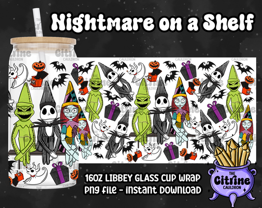 Nightmare on a Shelf - PNG Wrap for Libbey 16oz Glass Can