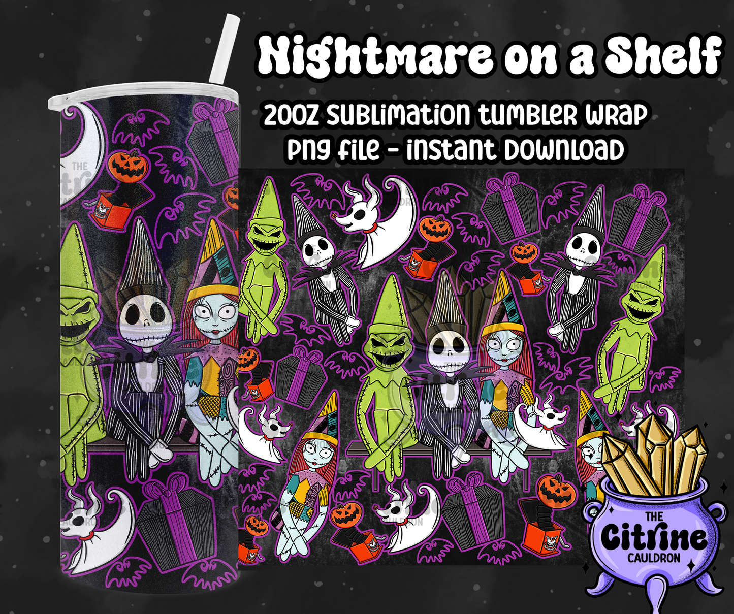 Nightmare on a Shelf - PNG Wrap for Sublimation 20oz Tumbler