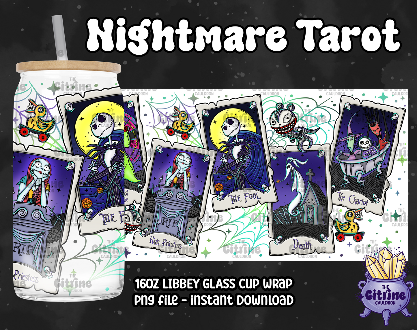 Nightmare Tarot - PNG Wrap for Libbey 16oz Glass Can