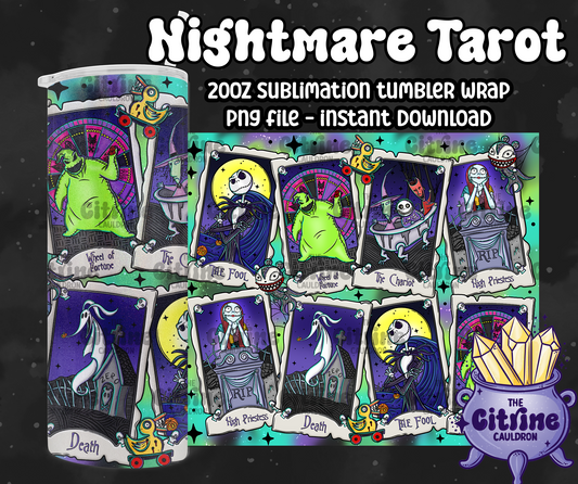 Nightmare Tarot - PNG Wrap for Sublimation 20oz Tumbler