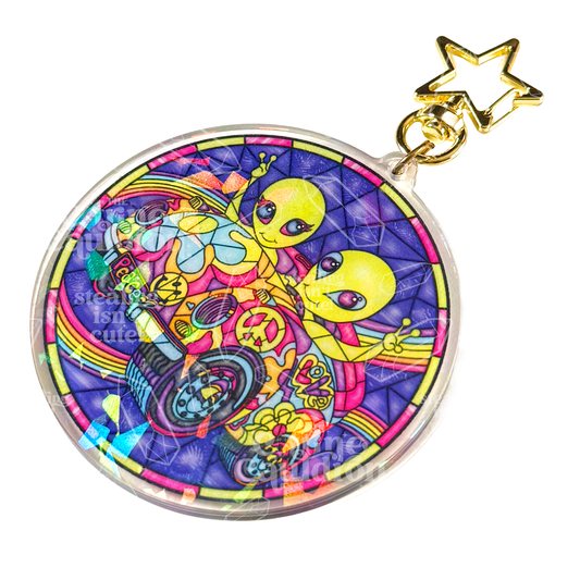 Nostalgia Glass Alien - Holographic Acrylic Keychain