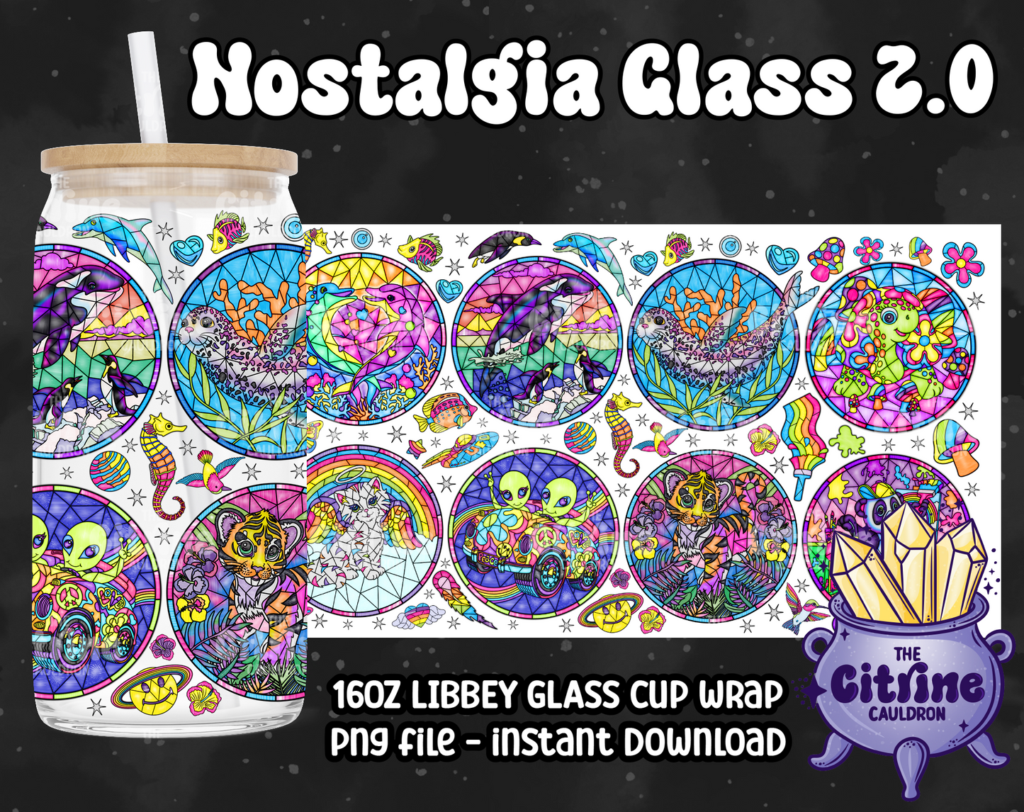Nostalgia Glass 2.0 Mash Up - PNG Wrap for Libbey 16oz Glass Can