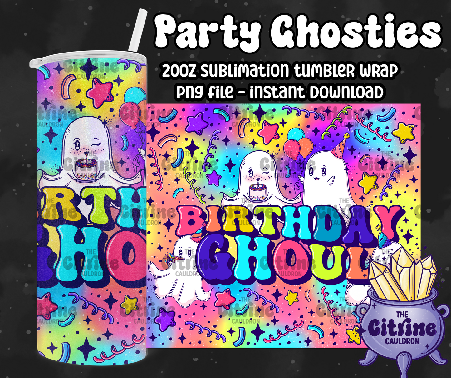 Party Ghosties - PNG Wrap for Sublimation 20oz Tumbler
