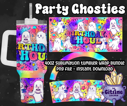 Party Ghosties - PNG Wrap for Sublimation 40oz Tumbler