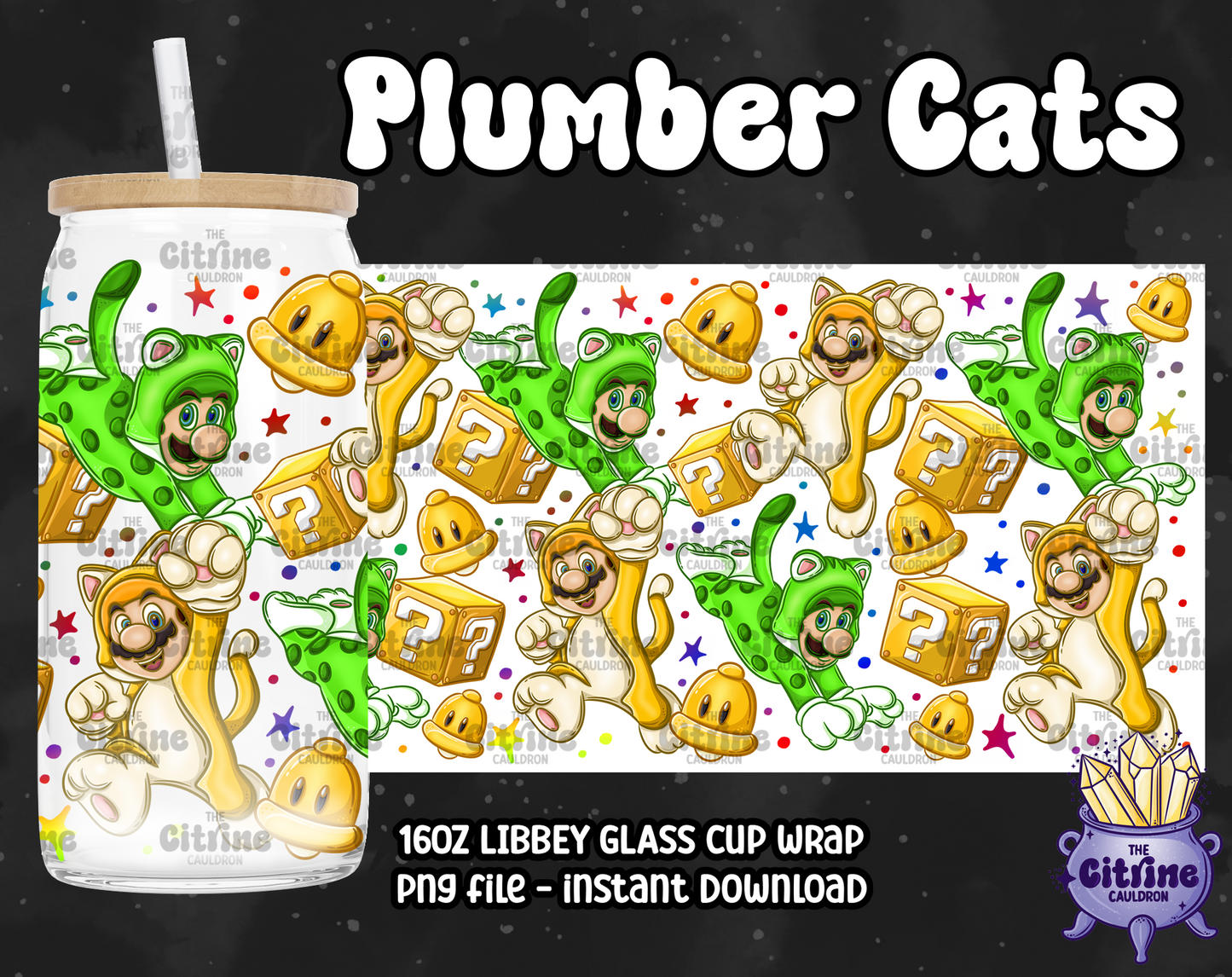 Gamer Cats - PNG Wrap for Libbey 16oz Glass Can