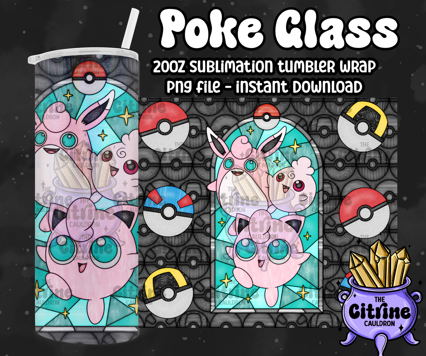 Poke Glass - PNG Wrap for Sublimation 20oz Tumbler