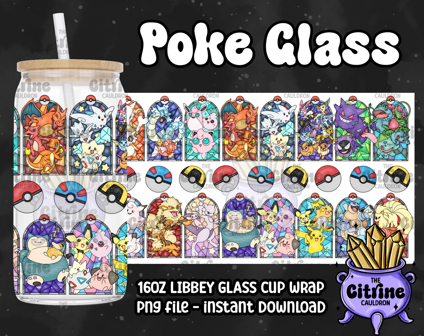 Poke Glass Mash Up - PNG Wrap for Libbey 16oz Glass Can