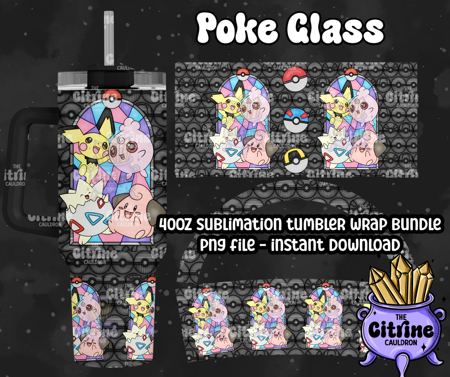 Poke Glass - PNG Wrap for Sublimation 40oz Tumbler