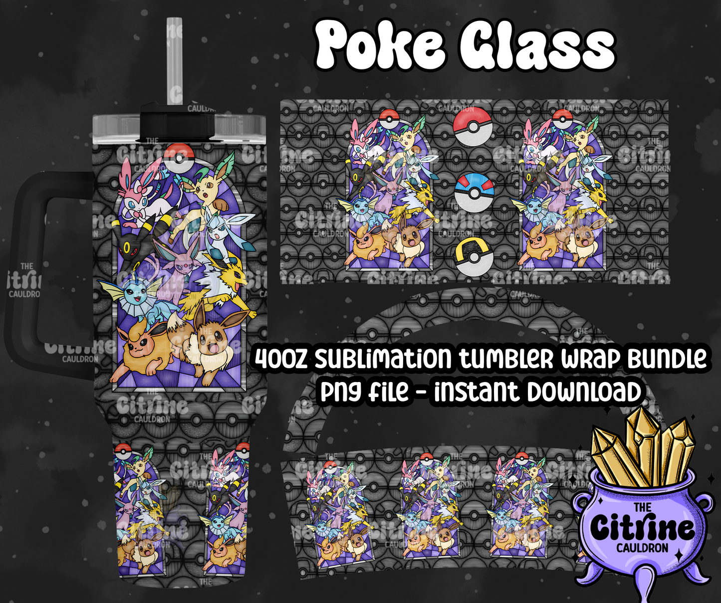 Poke Glass - PNG Wrap for Sublimation 40oz Tumbler