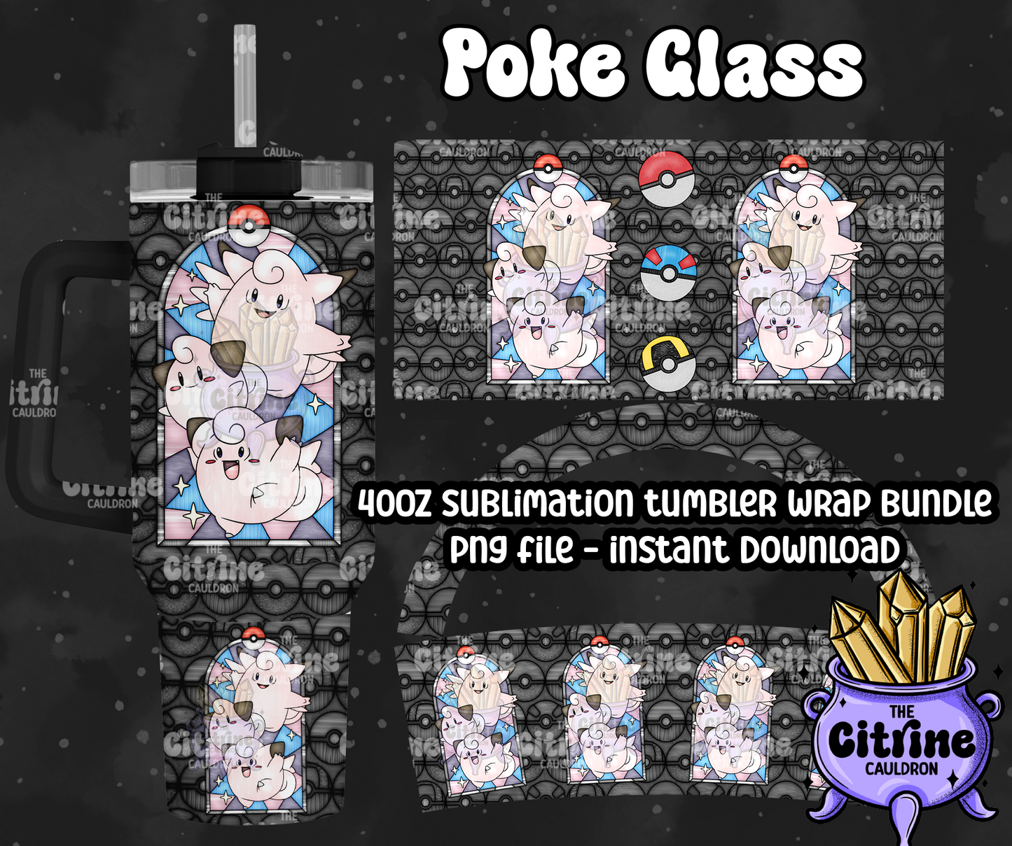 Poke Glass Volume 2 - PNG Wrap for Sublimation 40oz Tumbler