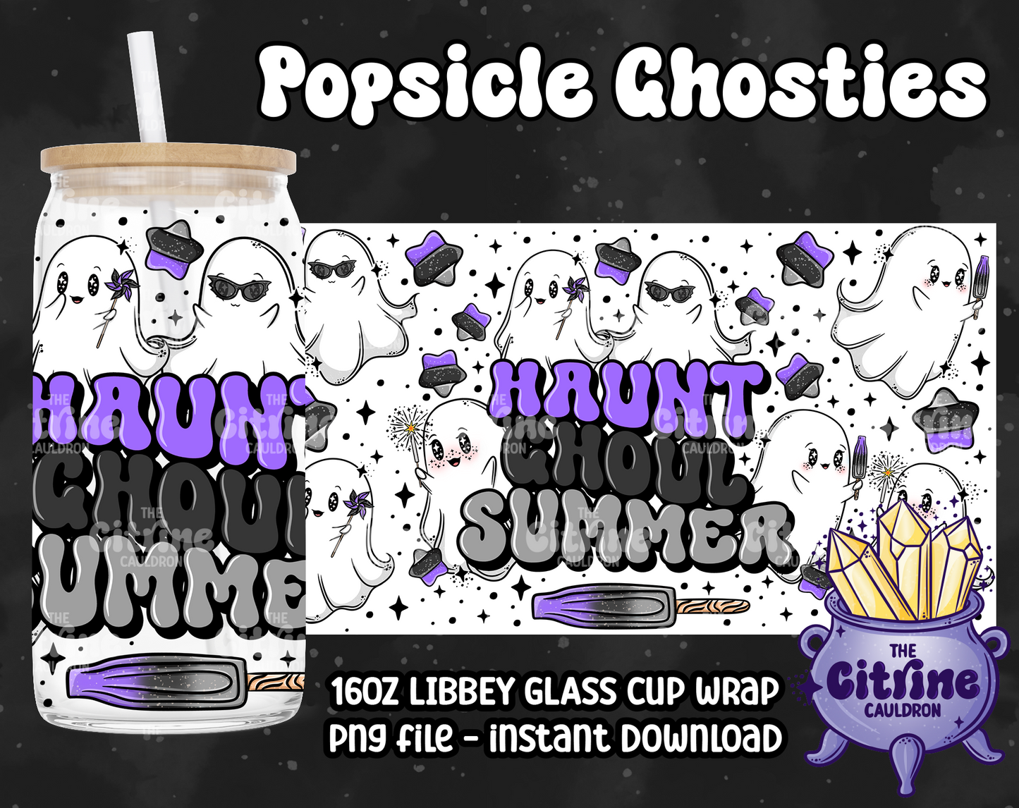 Popsicles Ghosties - PNG Wrap for Libbey 16oz Glass Can