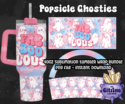 Popsicle Ghosties - PNG Wrap for Sublimation 40oz Tumbler