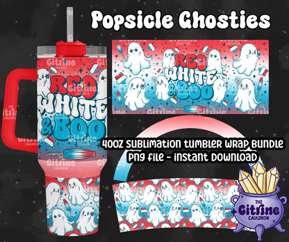 Popsicle Ghosties - PNG Wrap for Sublimation 40oz Tumbler