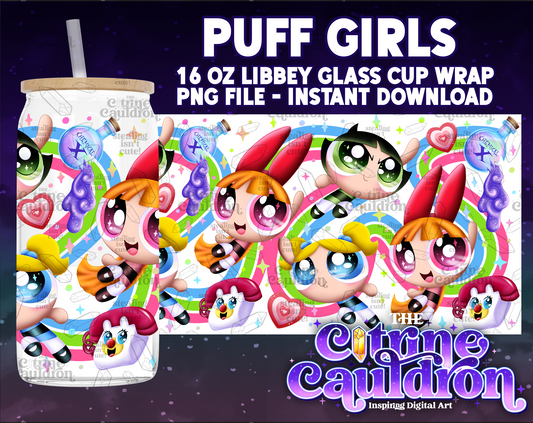 Puff Girls - PNG Wrap for Libbey 16oz Glass Can