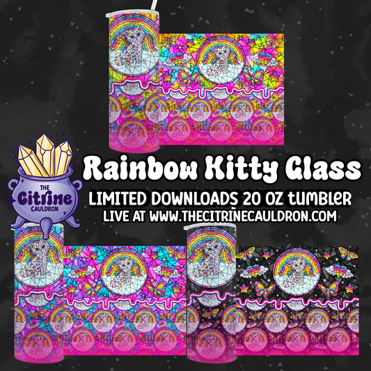 Rainbow Kitty Glass - PNG Wrap for Sublimation 20oz Tumbler