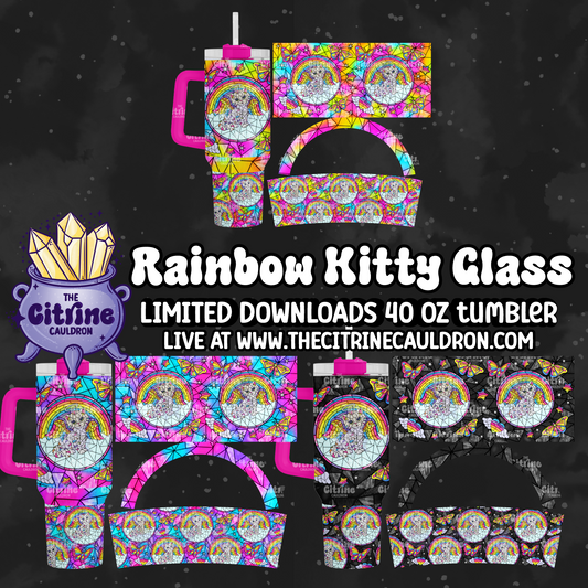 Rainbow Kitty Glass - PNG Wrap for Sublimation 40oz Tumbler