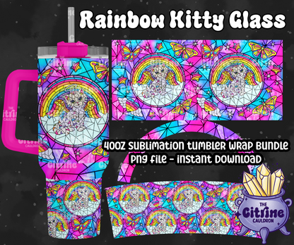 Rainbow Kitty Glass - PNG Wrap for Sublimation 40oz Tumbler