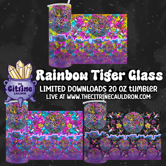 Rainbow Tiger Glass - PNG Wrap for Sublimation 20oz Tumbler