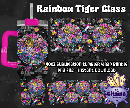 Rainbow Tiger Glass - PNG Wrap for Sublimation 40oz Tumbler