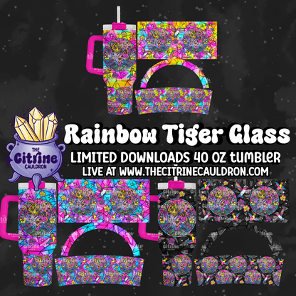 Rainbow Tiger Glass - PNG Wrap for Sublimation 40oz Tumbler