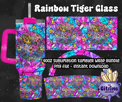 Rainbow Tiger Glass - PNG Wrap for Sublimation 40oz Tumbler