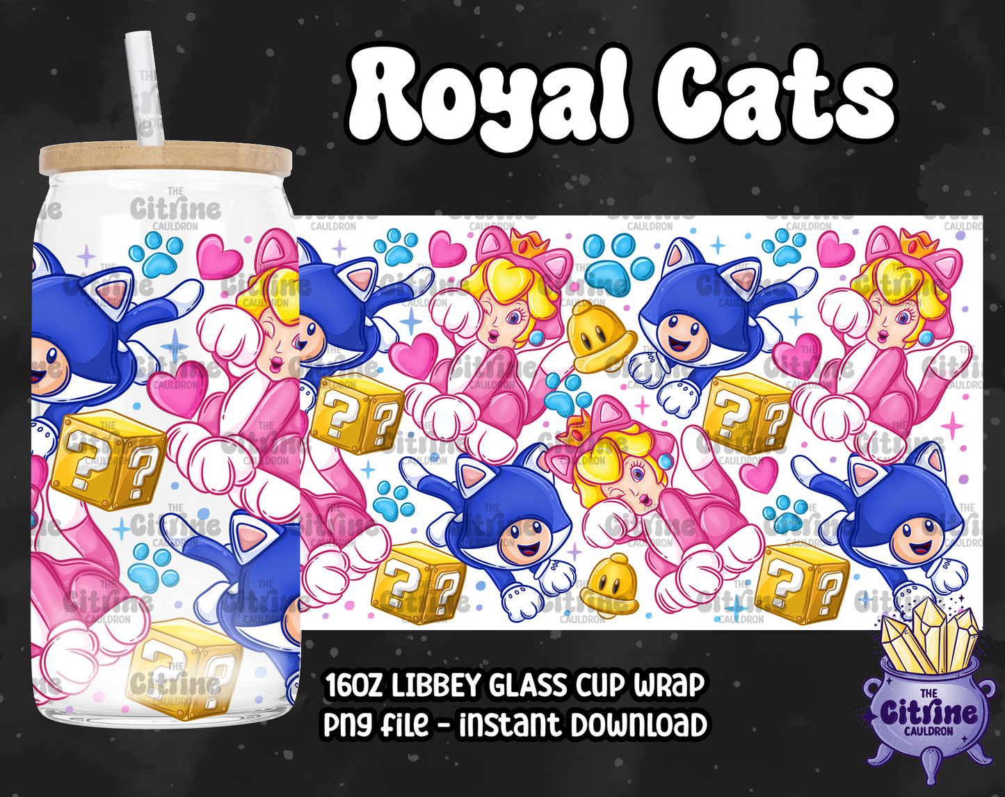 Gamer Cats - PNG Wrap for Libbey 16oz Glass Can