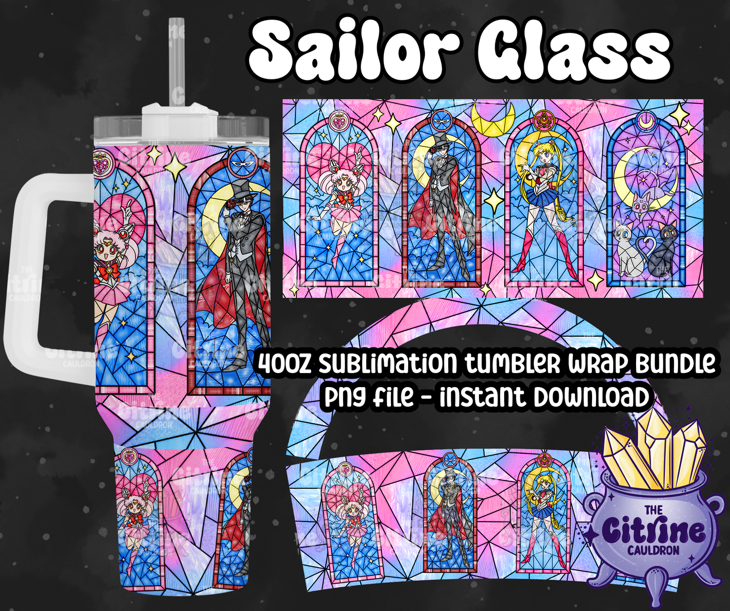 Sailor Glass Part 2 - PNG Wrap for Sublimation 40oz Tumbler