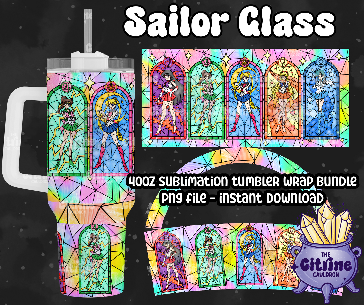 Sailor Glass Rainbow - PNG Wrap for Sublimation 40oz Tumbler