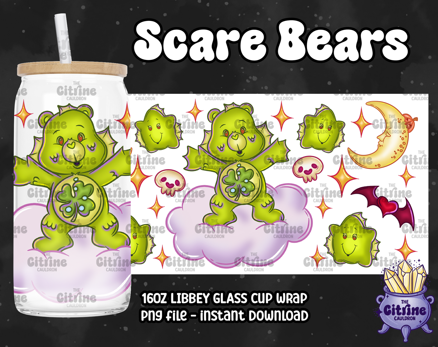 Scare Bears - PNG Wrap for Libbey 16oz Glass Can