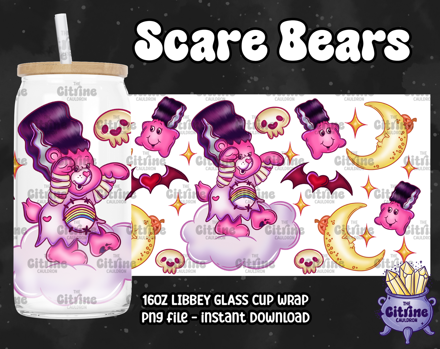 Scare Bears - PNG Wrap for Libbey 16oz Glass Can