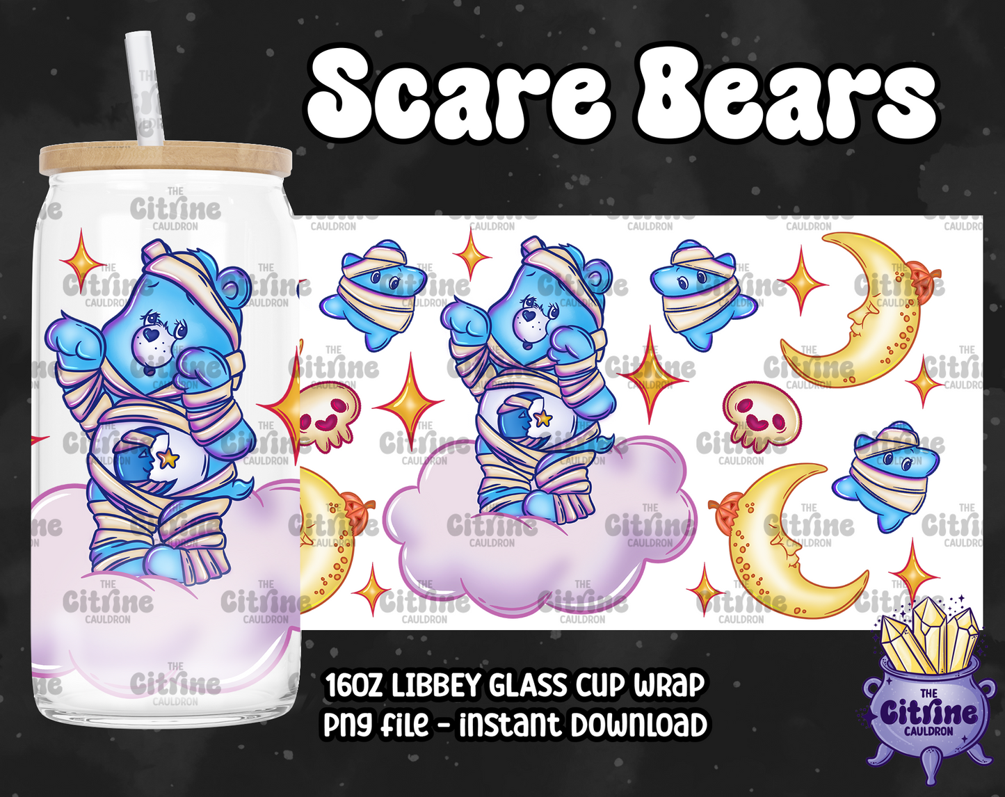 Scare Bears - PNG Wrap for Libbey 16oz Glass Can