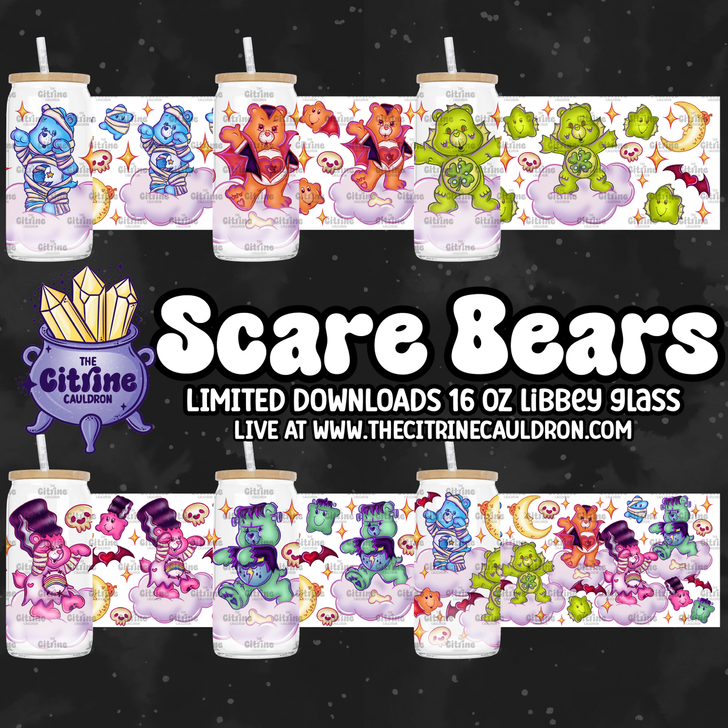 Scare Bears - PNG Wrap for Libbey 16oz Glass Can