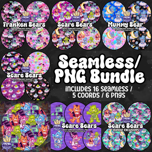 Scare Bears Collection - Seamless, Coordinates & PNG Bundle