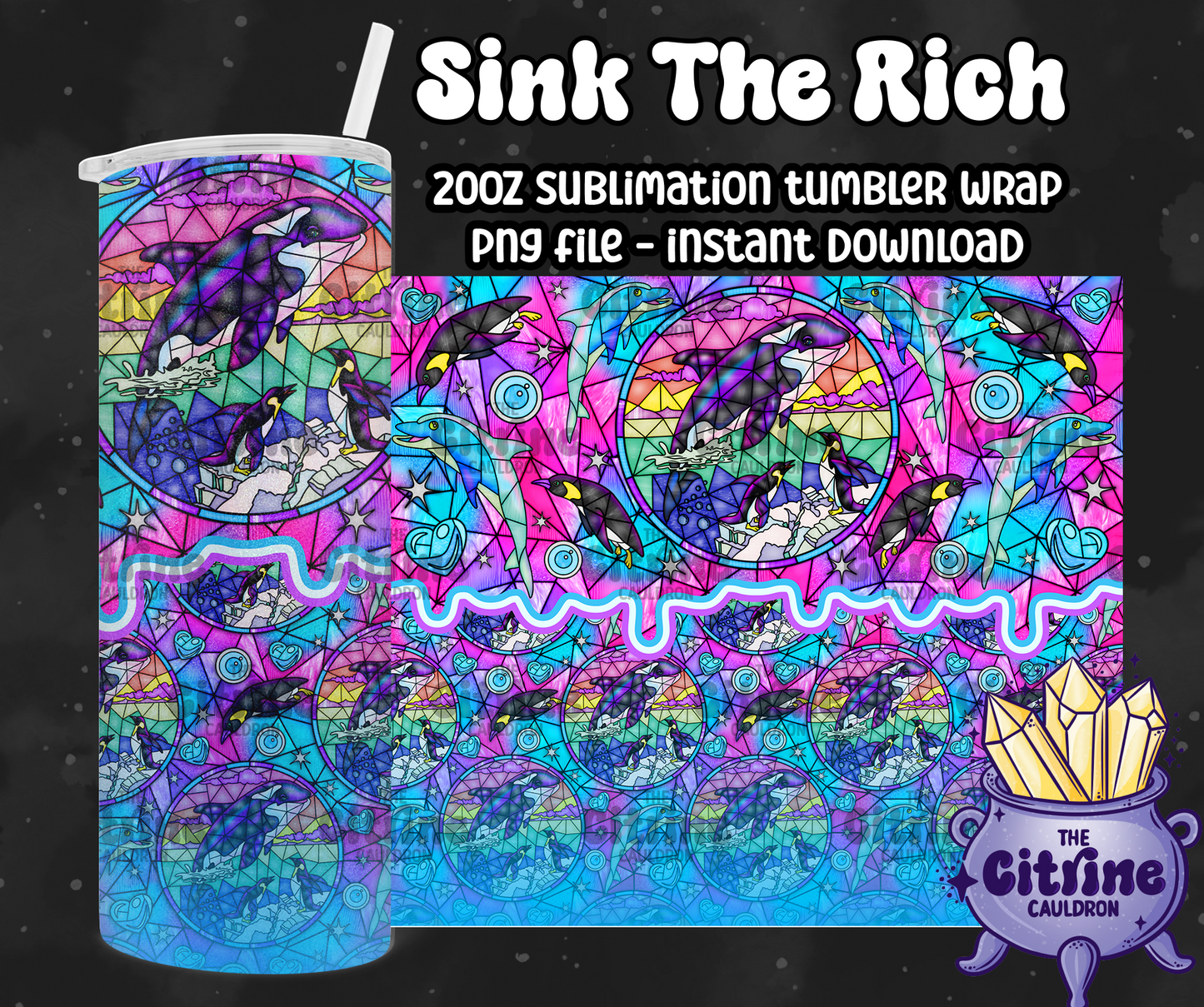Sink The Rich - PNG Wrap for Sublimation 20oz Tumbler