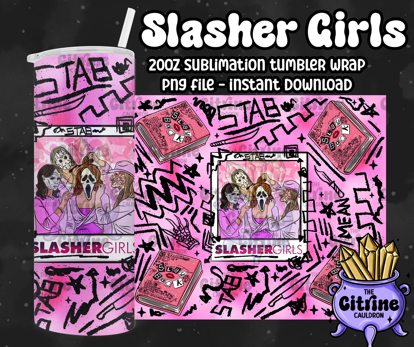 Slasher Girls - PNG Wrap for Sublimation 20oz Tumbler