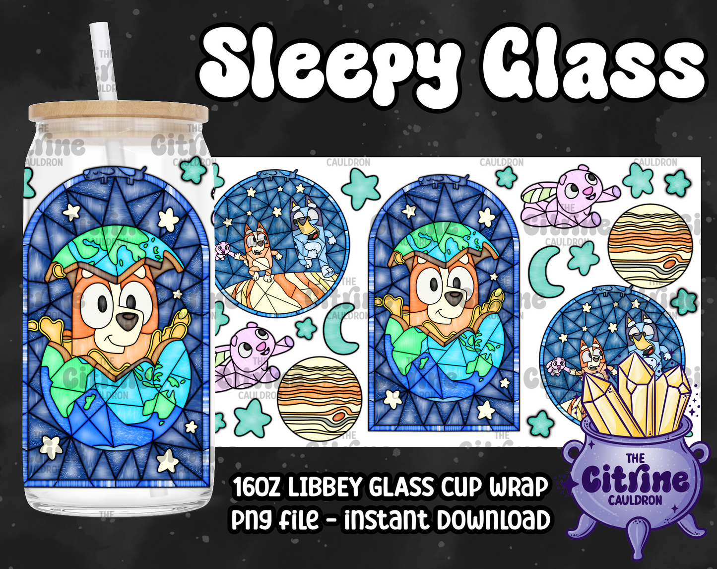 Sleepy Glass - PNG Wrap for Libbey 16oz Glass Can