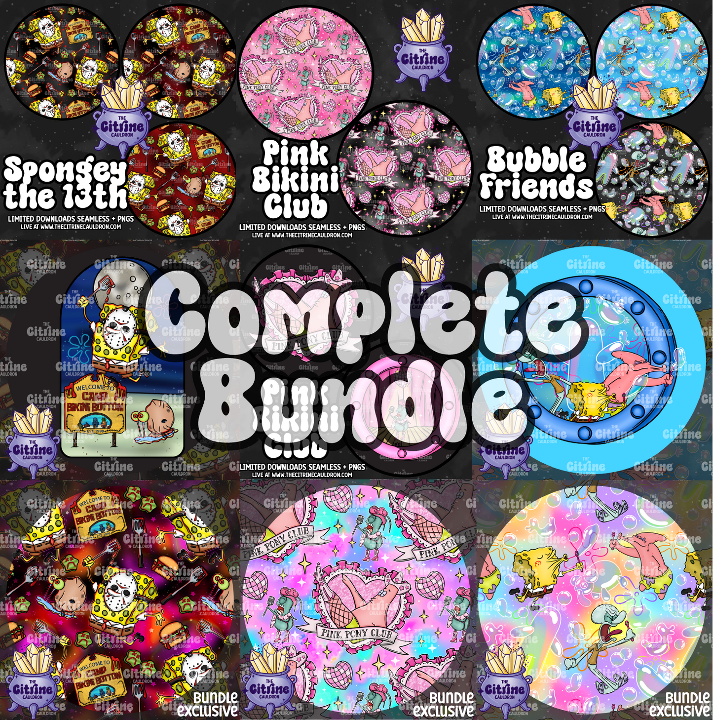 Spongey Collection - Seamless, Coordinates & PNG Bundle