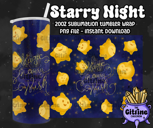 Starry Night - PNG Wrap for Sublimation 20oz Tumbler