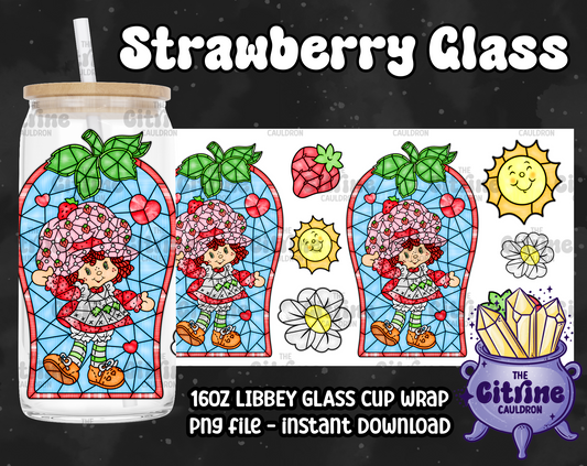 Strawberry Glass - PNG Wrap for Libbey 16oz Glass Can