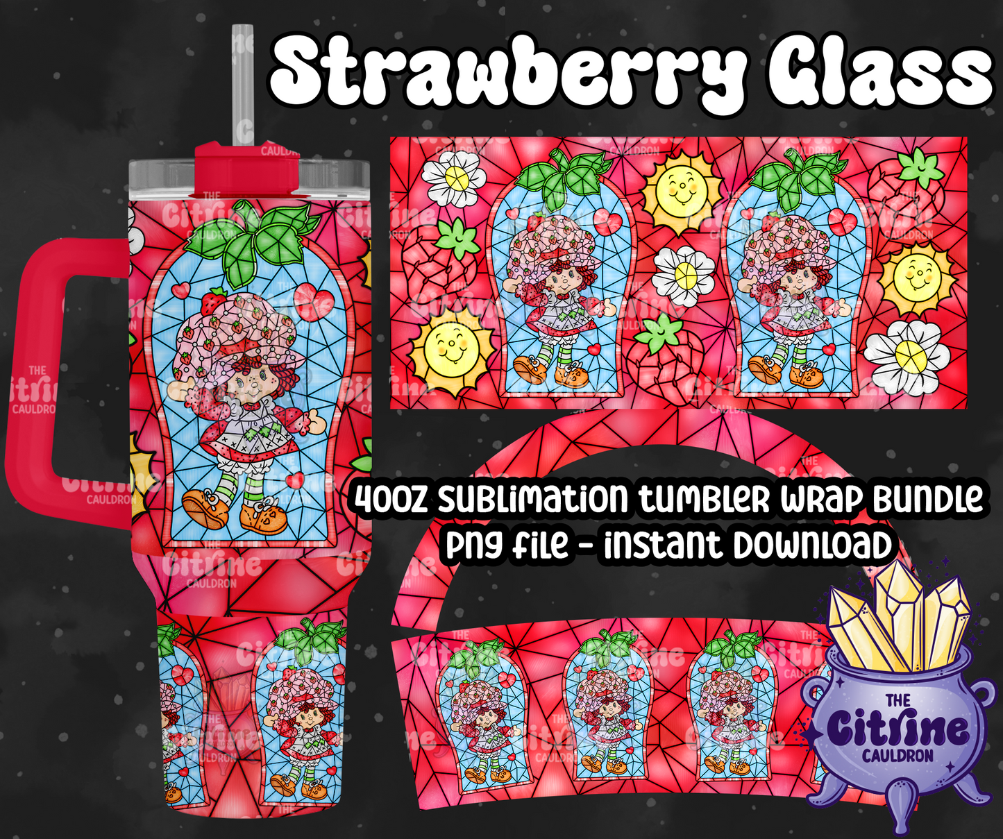 Strawberry Glass - PNG Wrap for Sublimation 40oz Tumbler