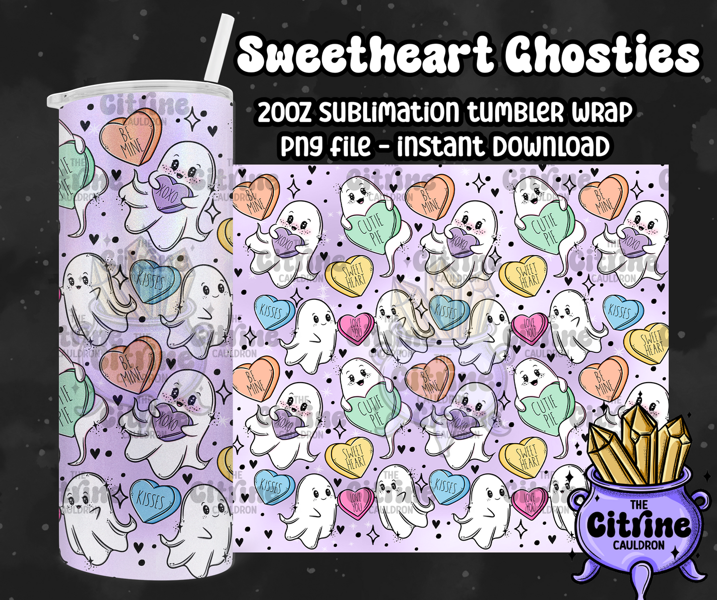 Sweetheart Ghosties - PNG Wrap for Sublimation 20oz Tumbler