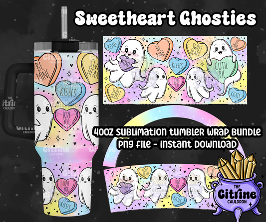 Sweetheart Ghosties - PNG Wrap for Sublimation 40oz Tumbler