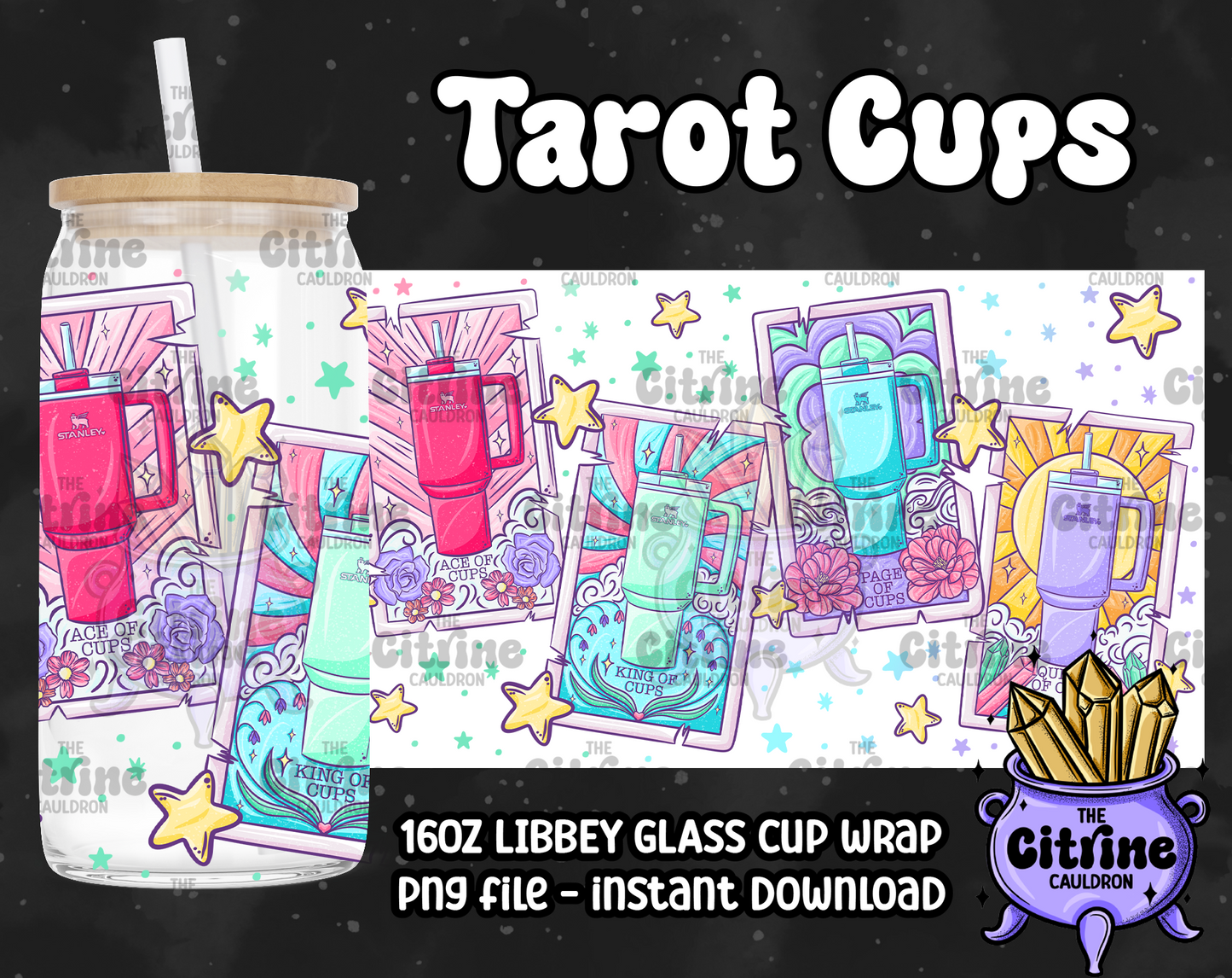 Tarot Cups - PNG Wrap for Libbey 16oz Glass Can
