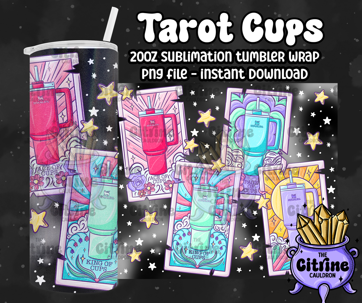 Tarot Cups - PNG Wrap for Sublimation 20oz Tumbler
