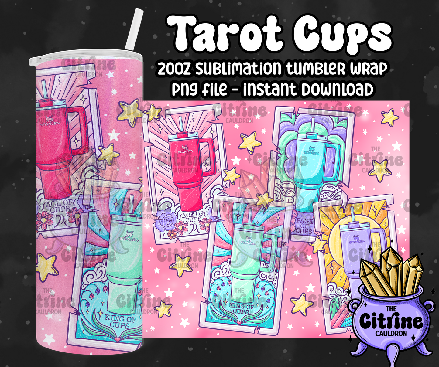 Tarot Cups - PNG Wrap for Sublimation 20oz Tumbler
