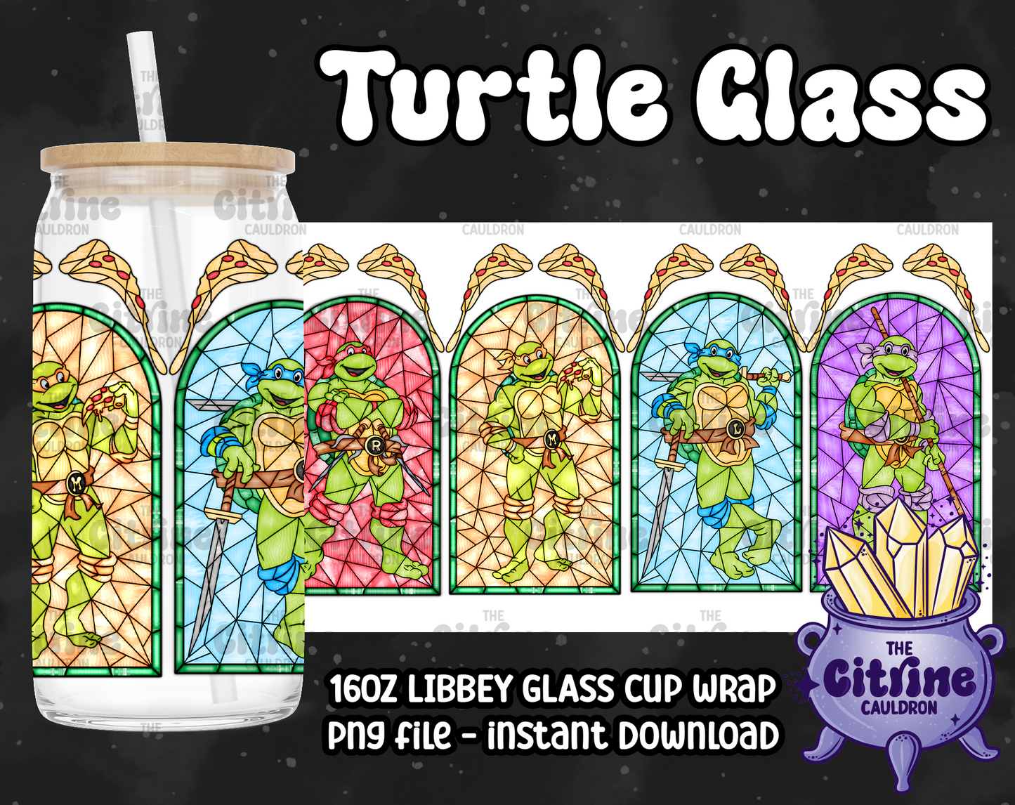 Turtle Glass - PNG Wrap for Libbey 16oz Glass Can